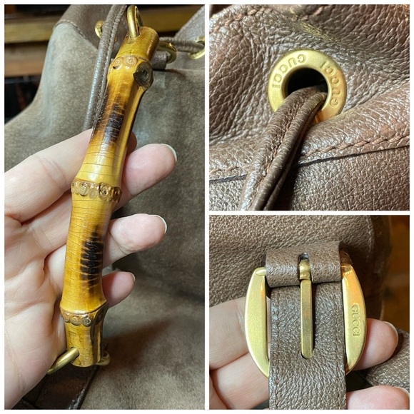 Gucci suede bamboo backpack - Picture 11 of 15